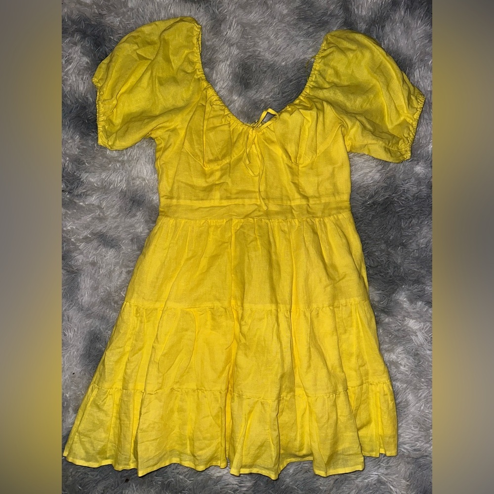 Chelsea & Violet Adorable Yellow Dress Puff Sleeve Zipper Closure - Med Like New